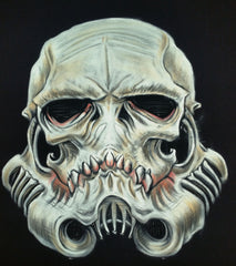 Stormtrooper Skull, Calavera, Oil Painting Art Black Velvet ; Original Oil painting on Black Velvet by Jorge Terrones -(size 18"x24") #velvet-J314