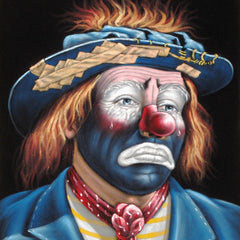 Emmett Kelly Circus Hobo Clown; Original Oil painting on Black Velvet by Jorge Terrones - #J394