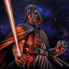 Darth Vader with lightsaber; Star Wars Art ; Original Oil Painting on Black Velvet ;   by Jorge Terrones -(size 18"x24")-p1 J397