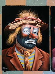 Emmett Kelly Circus Hobo Clown; Original Oil painting on Black Velvet by Jorge Terrones - #J426