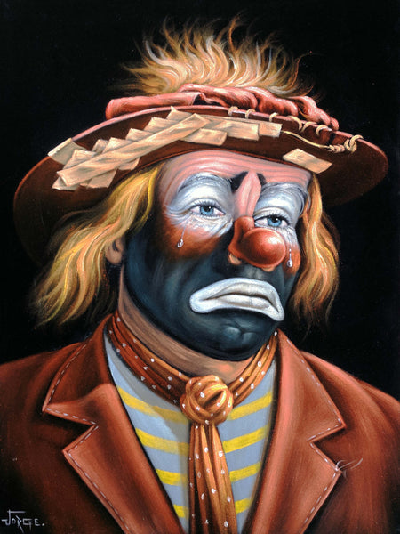 Emmett Kelly Circus Hobo Clown; Original Oil painting on Black Velvet ...