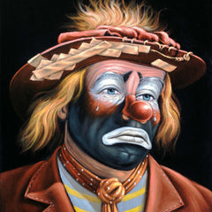 Emmett Kelly Circus Hobo Clown; Original Oil painting on Black Velvet by Jorge Terrones - #J426