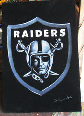 Oakland Raiders logo;NFL; Original Oil painting on Black Velvet by Zenon Matias Jimenez- #JM103
