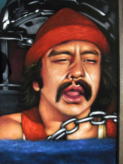 Cheech & Chong; Up in Smoke;  Original Oil painting on Black Velvet by Zenon Matias Jimenez- #JM120