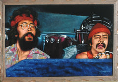 Cheech & Chong; Up in Smoke;  Original Oil painting on Black Velvet by Zenon Matias Jimenez- #JM120