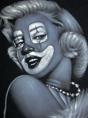 Marilyn Monroe Clown portrait; Original Oil painting on Black Velvet by Zenon Matias Jimenez- #JM133