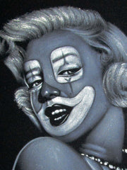 Marilyn Monroe Clown portrait; Original Oil painting on Black Velvet by Zenon Matias Jimenez- #JM133