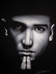 Eminem portrait; Calvin Cordozar Broadus, Jr; Original Oil painting on Black Velvet by Zenon Matias Jimenez- #JM137