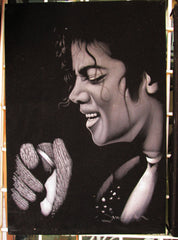 Michael Jackson portrait; ; Original Oil painting on Black Velvet by Zenon Matias Jimenez- #JM13