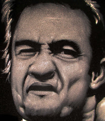 Johnny Cash portrait; Middle Finger ; Original Oil painting on Black Velvet by Zenon Matias Jimenez- #JM140