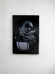 Snoop Dogg portrait; Calvin Cordozar Broadus, Jr; Original Oil painting on Black Velvet by Zenon Matias Jimenez- #JM142