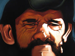 Lemmy portrait; Ian Fraser Kilmister of Motörhead; Original Oil painting on Black Velvet by Zenon Matias Jimenez- #JM143