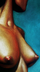 Nude; Polynesian topless nude; Hawaiian; Original Oil painting on Black Velvet by Zenon Matias Jimenez- #JM146