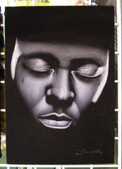 Lil Wayne Fear God portrait; Dwayne Michael Carter, Jr; Original Oil painting on Black Velvet by Zenon Matias Jimenez- #JM14