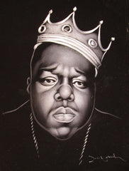 Biggie Smalls portrait; The Notorious B.I.G.; Crown hat;  Original Oil painting on Black Velvet by Zenon Matias Jimenez- #JM4619