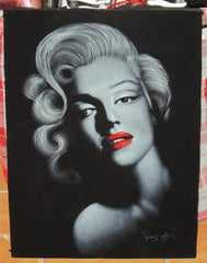 Marilyn Monroe portrait; Norma Jeane Mortenson; Original Oil painting on Black Velvet by Zenon Matias Jimenez- #JM40