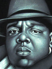 Biggie Smalls portrait; The Notorious B.I.G.; Fedora hat;  Original Oil painting on Black Velvet by Zenon Matias Jimenez- #JM46