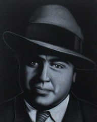Al Capone portrait; ; Original Oil painting on Black Velvet by Zenon Matias Jimenez- #JM55