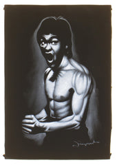 Bruce Lee portrait; the Dragon  ; Original Oil painting on Black Velvet by Zenon Matias Jimenez- #JM66