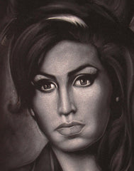Amy Winehouse portrait; Amy Jade Winehouse; Original Oil painting on Black Velvet by Zenon Matias Jimenez- #JM75