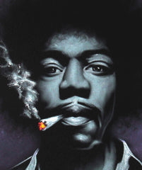 Jimi Hendrix portrait; James Marshall "Jimi" Hendrix;  Original Oil painting on Black Velvet by Zenon Matias Jimenez- #JM76