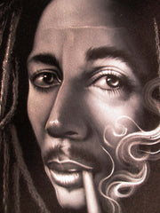 Bob Marley Portrait,  Oil Painting Portrait on Black Velvet; Original Oil painting on Black Velvet by Arturo Ramirez - #R20