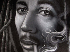 Bob Marley Portrait,  Oil Painting Portrait on Black Velvet; Original Oil painting on Black Velvet by Arturo Ramirez - #R20