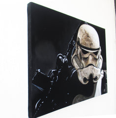 Stormtrooper Portrait, storm trooper, Star Wars,  Original Oil Painting on Black Velvet by Arturo Ramirez "ARGO" - #R21