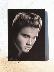 Elvis Presley Oil Painting Portrait on Black Velvet; Original Oil painting on Black Velvet by Arturo Ramirez - #R24