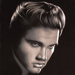 Elvis Presley Oil Painting Portrait on Black Velvet; Original Oil painting on Black Velvet by Arturo Ramirez - #R24