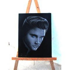 Elvis Presley Oil Painting Portrait on Black Velvet; Original Oil painting on Black Velvet by Arturo Ramirez - #R31