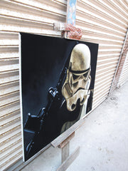 Stormtrooper (3 foot by 4 foot "huge") Portrait, storm trooper, Star Wars,  Original Oil Painting on Black Velvet by Arturo Ramirez "ARGO" - #R45x