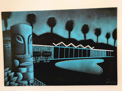 Tiki / Googie oil painting by A Ramirez  after "Cool pad" by Robb Hamel #R54h