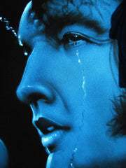 Elvis Presley crying in blue Oil Painting Portrait on Black Velvet; Original Oil painting on Black Velvet by Arturo Ramirez - #R7