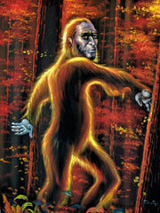 Bigfoot Sasquatch Yeti Abominable Snowman ape big foot Monster: Original oil painting on black velvet by Santos Llamas size (24"x18") #SA182