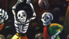 Oaxaqueña; Calavera Oaxaqueña ; Original Oil painting on Black Velvet by Santos Llamas- #SA95