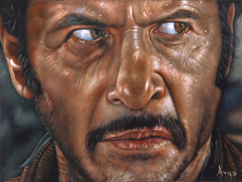Tuco, Eli Wallach "Ugly" portrait,  Man with No Name, Spaghetti Western, Original oil painting on black velvet by Argo size (24"x18") A426