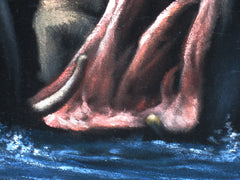 Hippo, Hippopotamus, Original Oil Painting on Black Velvet by Enrique Felix , "Felix" - #F14