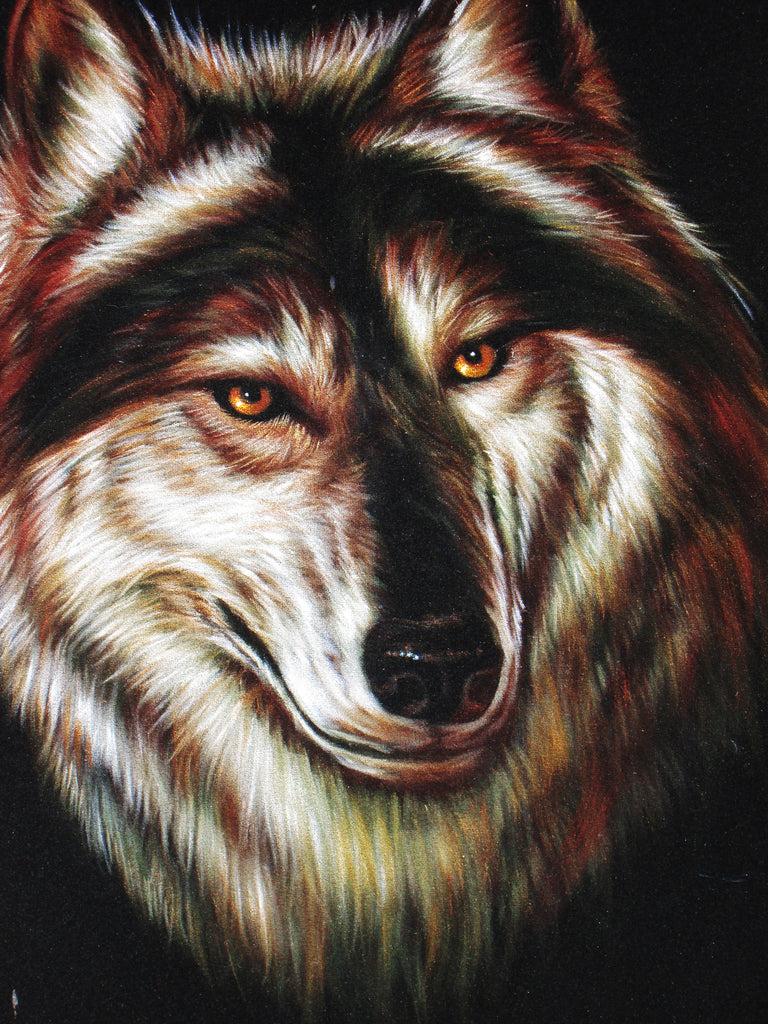 Wolf ,  Gray Wolf,  Original Oil Painting on Black Velvet by Enrique Felix , "Felix" - #F146