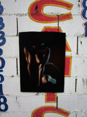 Nude, Sexy Chiaroscuro Nude in the Dark,  Original Oil Painting on Black Velvet by Enrique Felix , "Felix" - #F185