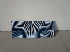 Tiger Eyes, White Tiger Eyes  Original Oil Painting on Black Velvet by Enrique Felix , "Felix" - #F190