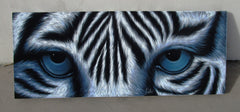 Tiger Eyes, White Tiger Eyes  Original Oil Painting on Black Velvet by Enrique Felix , "Felix" - #F190