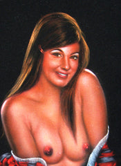 Nude, Sexy Playboy Nude   Original Oil Painting on Black Velvet by Enrique Felix , "Felix" - #F65