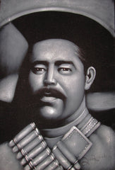 Pancho Villa portrait; Francisco (Pancho) Villa; Original Oil painting on Black Velvet by Zenon Matias Jimenez- #JM110