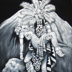 Aztec Lovers, Popocatepetl & Iztaccíhuatl ; Original Oil Painting on Black Velvet ;   -(size 18"x24")-px J146