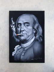 Benjamin Franklin portrait ; Ben; Original Oil painting on Black Velvet by Zenon Matias Jimenez- #JM135