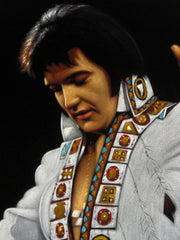 Elvis Presley The King Portrait Vegas white Jumpsuit oil painting Velvet JM271