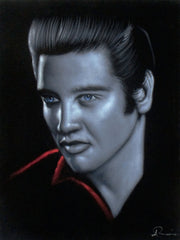 Elvis Presley Oil Painting Portrait on Black Velvet; Original Oil painting on Black Velvet by Arturo Ramirez - #R27