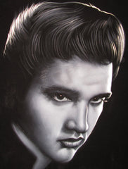 Elvis Presley Oil Painting Portrait on Black Velvet; Original Oil painting on Black Velvet by Arturo Ramirez - #R9